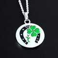 Clover Horseshoe Prayers for You and Me To Good Luck Sterling Silver Pendant