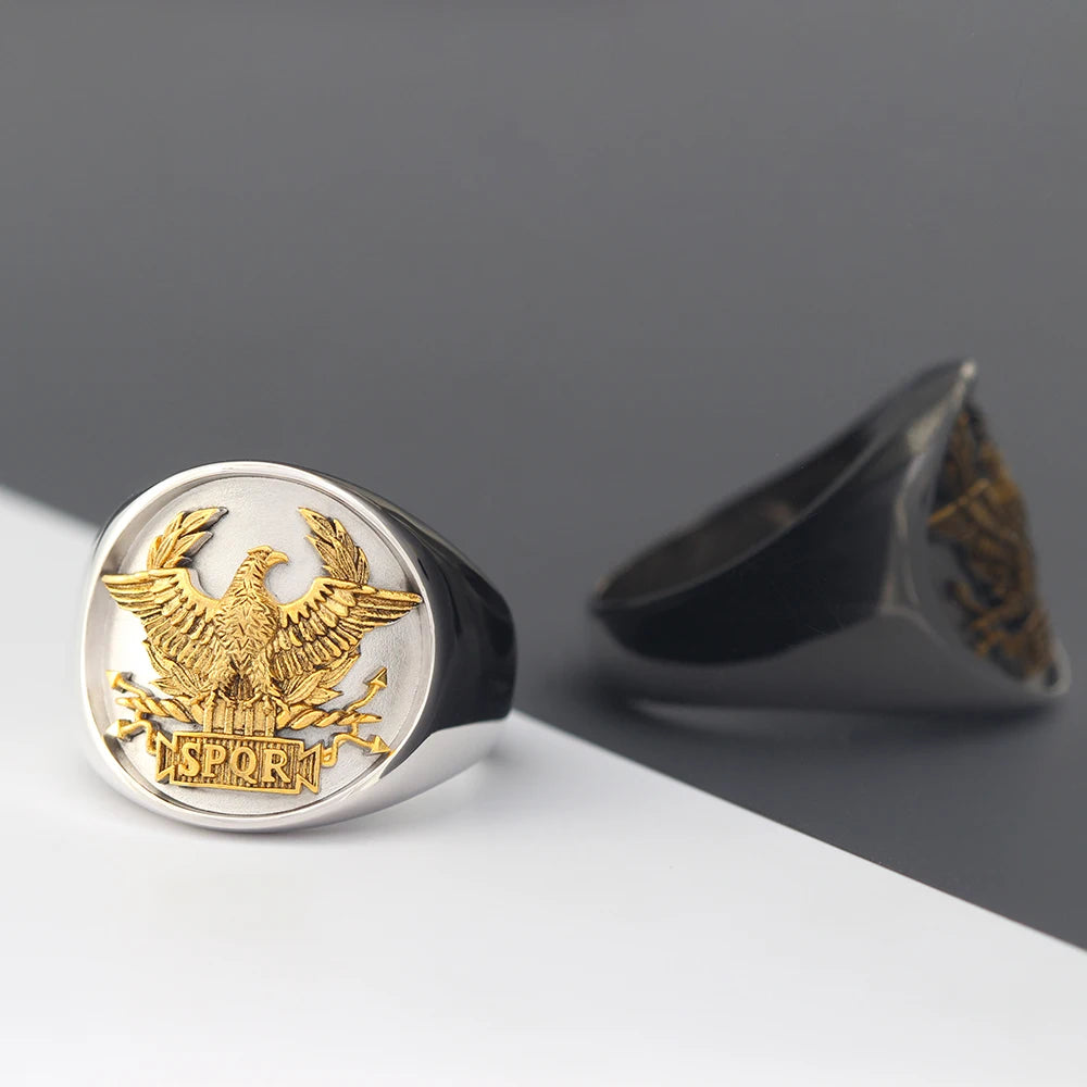 The Roman SPQR Eagle Emblem Senatus Populusque Romanus Sterling Silver Ring