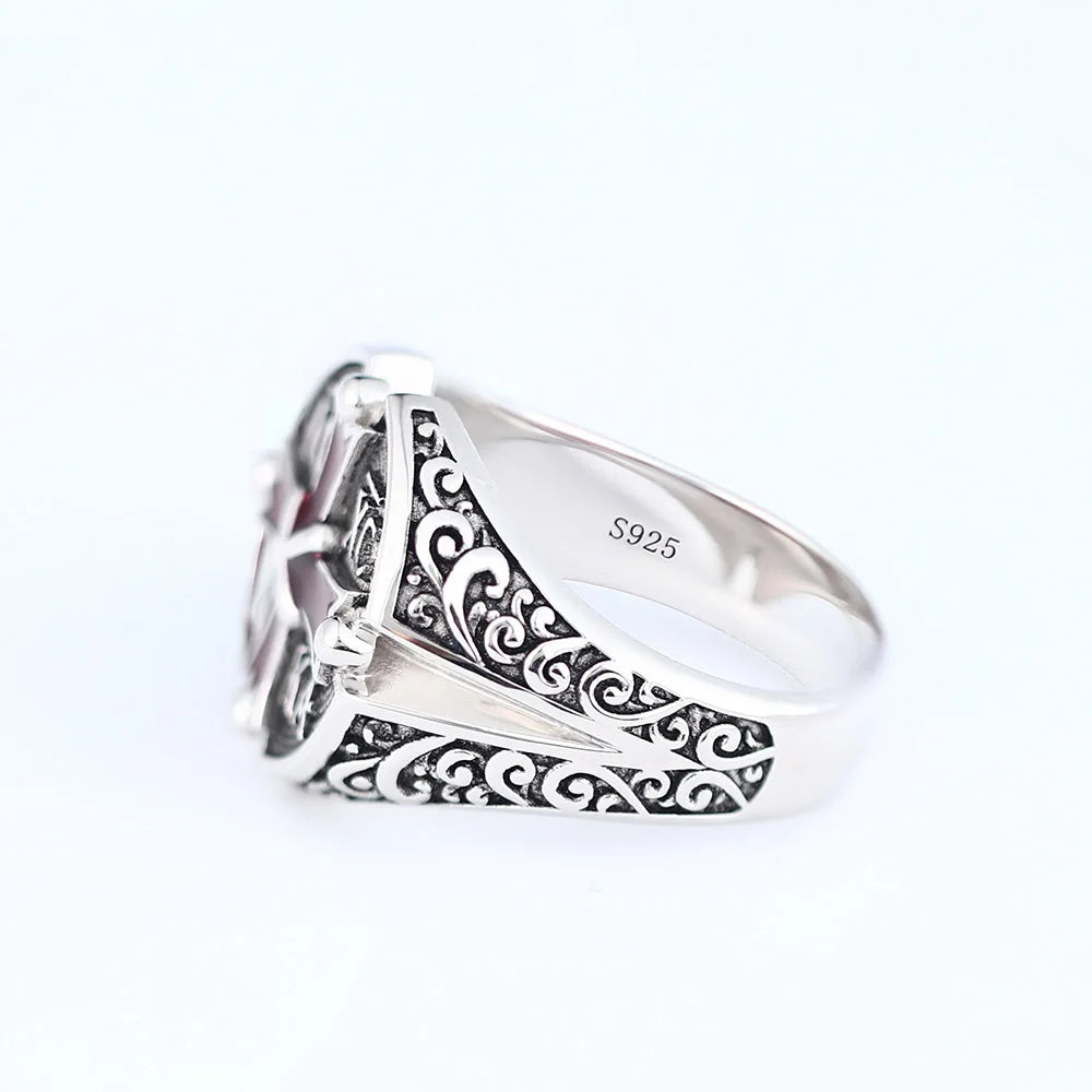 Jesus Christ ICXCNIKA Conqueror's Victor's Cross PX Arabesquitic Sterling Silver Ring