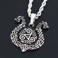 Viking Dragon Double head Sterling Silver Pendant