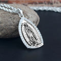 Two-tone Virgin Guadalea Mary Paved Stones 925 Silver Pendant