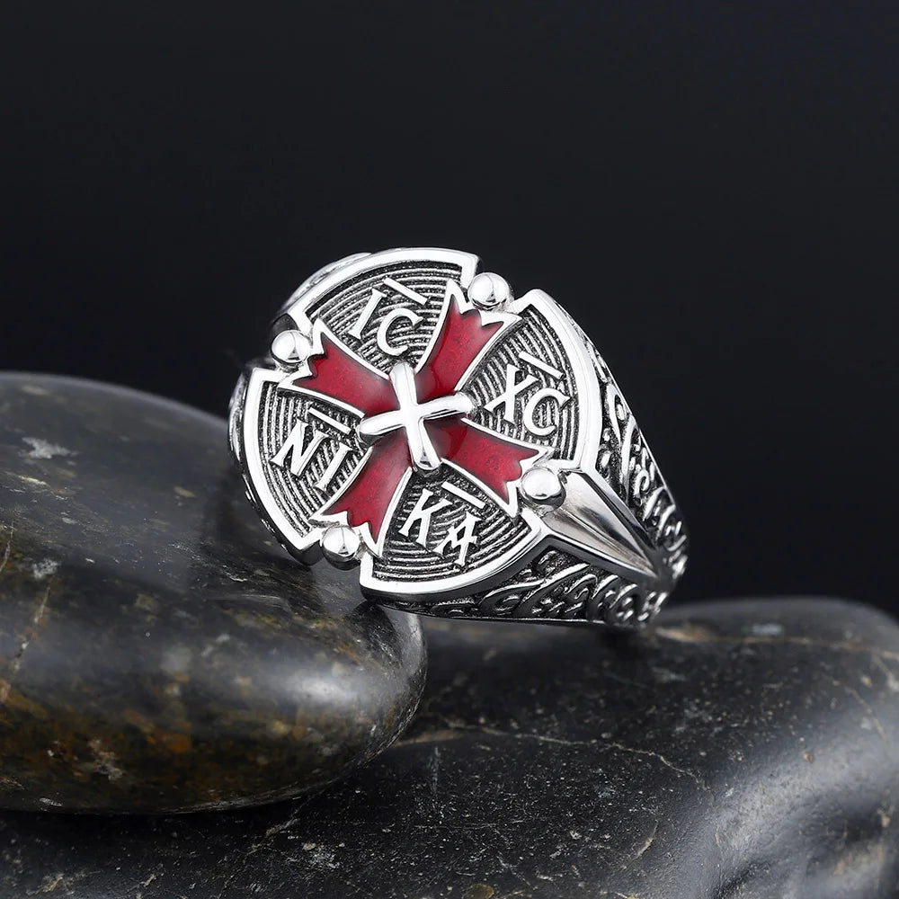 Jesus Christ ICXCNIKA Conqueror's Victor's Cross PX Arabesquitic Sterling Silver Ring